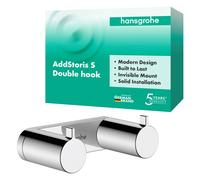 hansgrohe AddStoris S - Gancho toallero Doble, toallero de baño, Gancho para Albornoz, fijación Oculta, Accesorios de baño, Cromo, 41785000