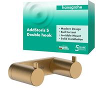 hansgrohe AddStoris S - Gancho toallero Doble, toallero de baño, Gancho para Albornoz, fijación Oculta, Accesorios de baño, Bronze Cepillado, 41785140