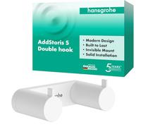 hansgrohe AddStoris S - Gancho toallero Doble, toallero de baño, Gancho para Albornoz, fijación Oculta, Accesorios de baño, Blanco Mate, 41785700