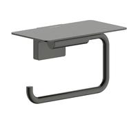hansgrohe AddStoris S - portarrollos de Papel higiénico con repisa, portarollos para Montaje en Pared, fijación Oculta, Accesorios de baño, Cromo Negro Cepillado, 41789340