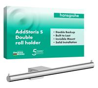 hansgrohe AddStoris S - portarrollos Doble, portarrollos para Montaje en Pared, fijación Oculta, Accesorios de baño, Cromo, 41768000