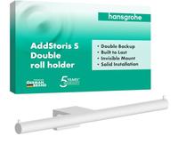 hansgrohe AddStoris S - portarrollos Doble, portarrollos para Montaje en Pared, fijación Oculta, Accesorios de baño, Blanco Mate, 41768700