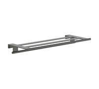 hansgrohe AddStoris S - toallero de baño con repisa, toallero de Pared, fijación Oculta, Accesorios de baño, Cromo Negro Cepillado, 41781340
