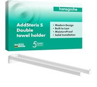 hansgrohe AddStoris S - toallero Doble, toallero de baño con Dos Brazos, fijación Oculta, Accesorios de baño, Blanco Mate, 41787700