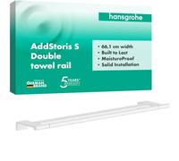 hansgrohe AddStoris S - toallero Doble, toallero de baño, fijación Oculta, Accesorios de baño, Blanco Mate, 41763700