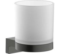 hansgrohe AddStoris S - portacepillos de Dientes, Vaso para cepillos de Dientes, para Montaje en Pared, fijación Oculta, Accesorios de baño, Cromo Negro Cepillado, 41769340