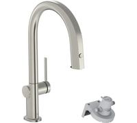 hansgrohe Aqittura M91 FilterSystem Grifo de cocina 210 con filtro de agua, caño extraíble, 1 tipo de chorro, acabado de acero inoxidable, 76803800