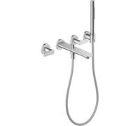 hansgrohe AXOR Citterio C Grifería para bañera empotrada de 3 orificios para montaje en pared, con ducha de mano, 49480000, Color: cromado