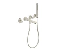 hansgrohe AXOR Citterio C Grifería para bañera empotrada de 3 orificios para montaje en pared, con ducha de mano, 49480800, Color: Óptica de acero inoxidable