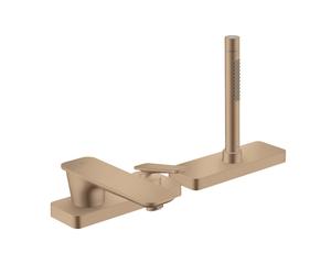 hansgrohe AXOR Citterio C Mezclador monomando de 3 agujeros para bañera con sBox, 2 consumidores, 49430310, Color: Oro rojo cepillado