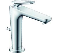 hansgrohe AXOR Citterio C Mezclador monomando de lavabo 125, con CoolStart y juego de desagüe, corte cúbico, 49031000, Color: cromado