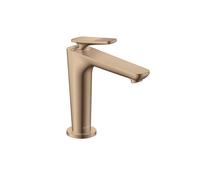 hansgrohe AXOR Citterio C Mezclador monomando de lavabo 125, con CoolStart y juego de desagüe, corte cúbico, 49041300, Color: Oro rojo pulido