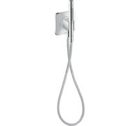 hansgrohe AXOR Citterio C mueble portero 120/120 softsquare con teleducha de barra de 2 chorros y flexo de ducha textil, 49626000, Color: cromado