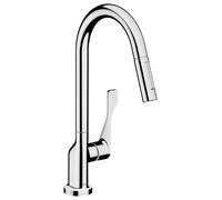 hansgrohe AXOR Citterio DN15 Mezclador monomando de cocina 250 con ducha extraíble, 39835000, Color: cromado