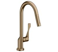 hansgrohe AXOR Citterio DN15 Mezclador monomando de cocina 250 con ducha extraíble, 39835140, Color: Brushed Bronze