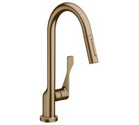 hansgrohe AXOR Citterio DN15 Mezclador monomando de cocina 250 con ducha extraíble, 39835140, Color: Bronce cepillado