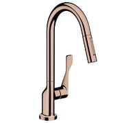 hansgrohe AXOR Citterio DN15 Mezclador monomando de cocina 250 con ducha extraíble, 39835300, Color: Oro rojo pulido