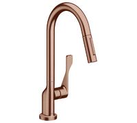hansgrohe AXOR Citterio DN15 Mezclador monomando de cocina 250 con ducha extraíble, 39835310, Color: Oro rojo cepillado