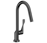 hansgrohe AXOR Citterio DN15 Mezclador monomando de cocina 250 con ducha extraíble, 39835330, Color: Cromo negro pulido