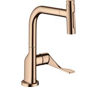 Mezclador monomando de cocina hansgrohe AXOR Citterio DN15 Select 230 2jet con pulverizador extraíble, 39862300, Color: Oro rojo pulido