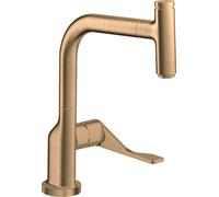 hansgrohe AXOR Citterio DN15 Mezclador monomando de cocina Select 230 con caño extraíble, 39861140, Color: Bronce cepillado