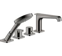 hansgrohe AXOR Citterio E Canto de teja de 4 agujeros con termostato, 36410330, Color: Cromo negro pulido