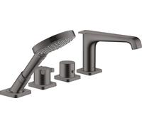 hansgrohe AXOR Citterio E Canto de teja de 4 agujeros con termostato, 36410340, Color: Cromo negro cepillado