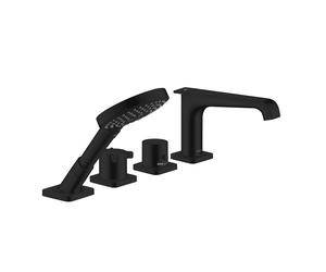 hansgrohe AXOR Citterio E Canto de teja de 4 agujeros con termostato, 36410670, Color: negro mate