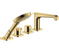 hansgrohe AXOR Citterio E Canto de teja de 4 agujeros con termostato, 36410990, Color: Óptica Oro Pulido