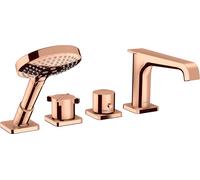 hansgrohe AXOR Citterio E Llanta de bañera de 4 orificios con termostato, 36411300, Color: Oro rojo pulido