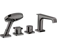 hansgrohe AXOR Citterio E Llanta de bañera de 4 orificios con termostato, 36411330, Color: Cromo negro pulido