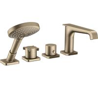 hansgrohe AXOR Citterio E Llanta de bañera de 4 orificios con termostato, 36411820, Color: Níquel Cepillado