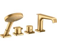 hansgrohe AXOR Citterio E Llanta de bañera de 4 orificios con termostato, 36411950, Color: Latón cepillado