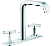 hansgrohe AXOR Citterio E Mezclador de lavabo de 3 agujeros 170 con juego de desagüe y placa, 36116000, Color: cromado