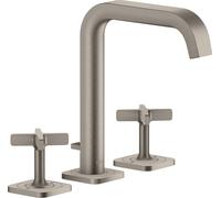 hansgrohe AXOR Citterio E Mezclador de lavabo de 3 agujeros 170 con juego de desagüe y rosetas, 36108800, Color: Óptica de acero inoxidable