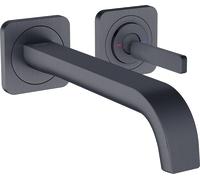 hansgrohe AXOR Citterio E Mezclador monomando de lavabo empotrado con rosetas para montaje en pared, 36106340, Color: Cromo negro cepillado
