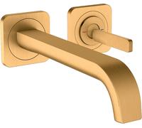 hansgrohe AXOR Citterio E Mezclador monomando de lavabo empotrado con rosetas para montaje en pared, 36106250, Color: Óptica de oro cepillado
