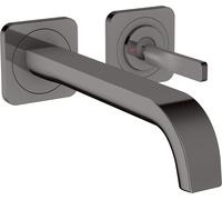 hansgrohe AXOR Citterio E Mezclador monomando de lavabo empotrado con rosetas para montaje en pared, 36106330, Color: Cromo negro pulido