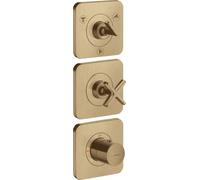 hansgrohe AXOR Citterio E módulo de termostato 38 x 12 empotrado para 3 consumidores con 3 rosetas individuales, 36704140, Color: Bronce cepillado