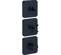 hansgrohe AXOR Citterio E módulo de termostato 38 x 12 empotrado para 3 consumidores con 3 rosetas individuales, 36704670, Color: Negro Mate
