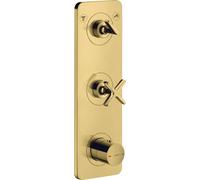 hansgrohe AXOR Citterio E Módulo de termostato empotrado 38 x 12 para 2 consumidores, 36703990, Color: Óptica Oro Pulido