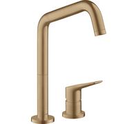 hansgrohe AXOR Citterio M DN 15 Mezclador monomando de 2 agujeros para cocina 240 con caño giratorio, 34820140, Color: Bronce cepillado
