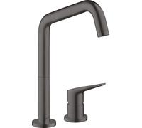 hansgrohe AXOR Citterio M DN 15 Mezclador monomando de 2 agujeros para cocina 240 con caño giratorio, 34820340, Color: Cromo negro cepillado