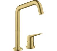 hansgrohe AXOR Citterio M DN 15 Mezclador monomando de 2 agujeros para cocina 240 con caño giratorio, 34820950, Color: Latón cepillado