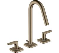 hansgrohe AXOR Citterio M Mezclador de lavabo de 3 agujeros 160 con manijas, rosetas y juego de desagüe, 34133820, Color: Níquel Cepillado