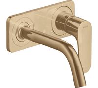 hansgrohe AXOR Citterio M Mezclador monomando para lavabo empotrado con placa y caño corto Montaje en pared, 34112140, Color: Bronce cepillado