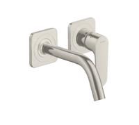 hansgrohe AXOR Citterio M Mezclador monomando para lavabo empotrado con rosetas y caño corto Montaje en pared, 34113800, Color: Óptica de acero inoxidable