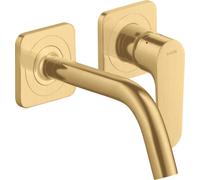 hansgrohe AXOR Citterio M Mezclador monomando para lavabo empotrado con rosetas y caño corto Montaje en pared, 34113250, Color: Óptica de oro cepillado