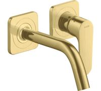hansgrohe AXOR Citterio M Mezclador monomando para lavabo empotrado con rosetas y caño corto Montaje en pared, 34113950, Color: Latón cepillado