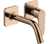 hansgrohe AXOR Citterio M Mezclador monomando para lavabo empotrado con rosetas y caño corto Montaje en pared, 34113300, Color: Oro rojo pulido